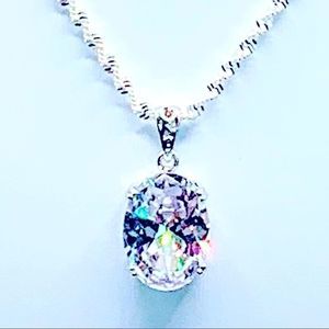 NEW! SPARKLING AUSTRIAN EMERALD CUT OVAL WHITE AUSTRIAN CRYSTAL - 925 SILVER